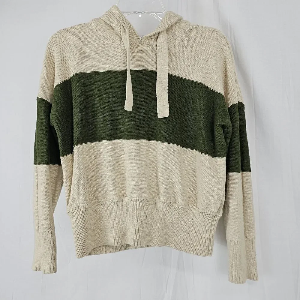 Madewell Clairview Hoodie Sweater in Heather Artichoke Colorblock Size XS Womens